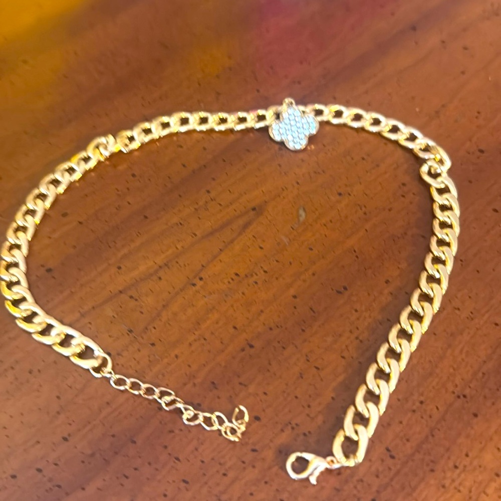 Pastel Collectionn Gold Double Wrap Gold Bracelet with Silver Charm